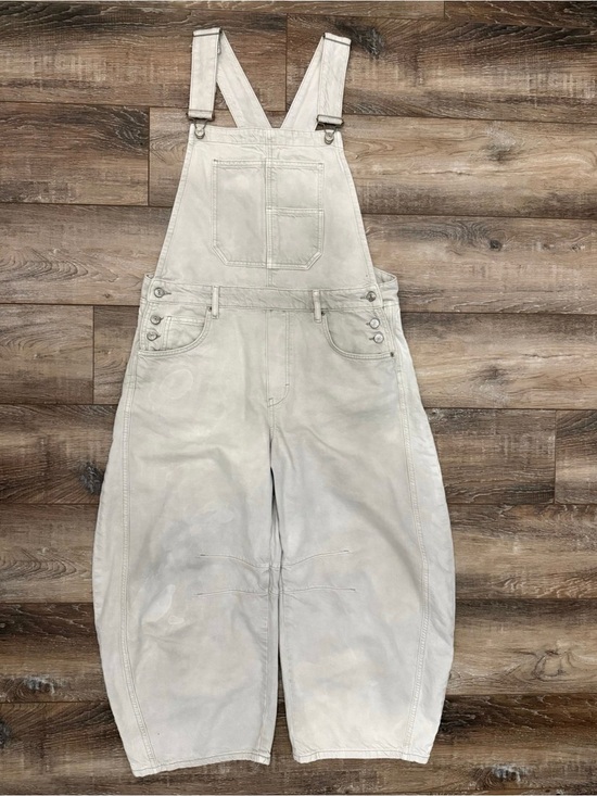 Free People Pants - Free People Light Gray/Cream Wide-Leg Overalls Jumpsuit